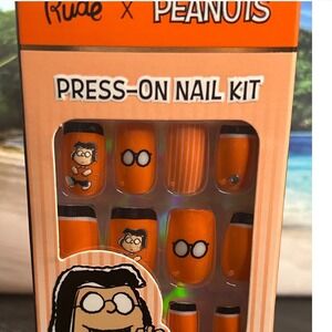 Rude x Peanuts Marcie Press-On Nail Kit 24 Nails Orange Black NEW